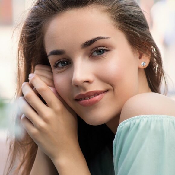 UHIBROS 6 Pairs Hypoallergenic Cubic Zirconia Sterling Silver Stud Earrings Set - Picture 5 of 8